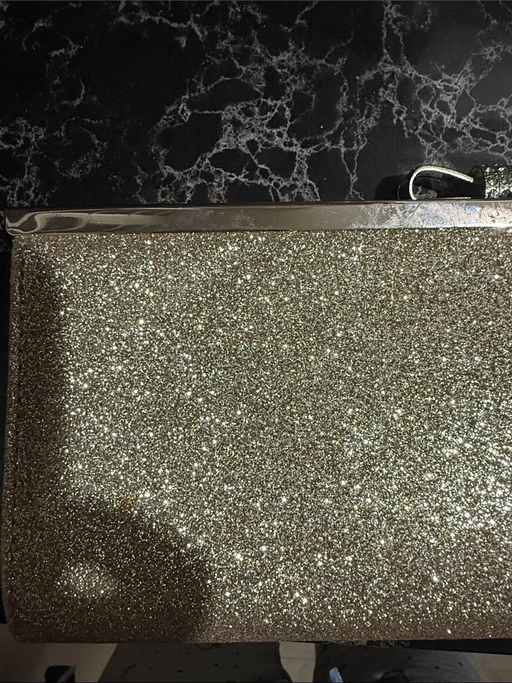INC International Concepts Glitter Bow Clasp Clutch - Gold